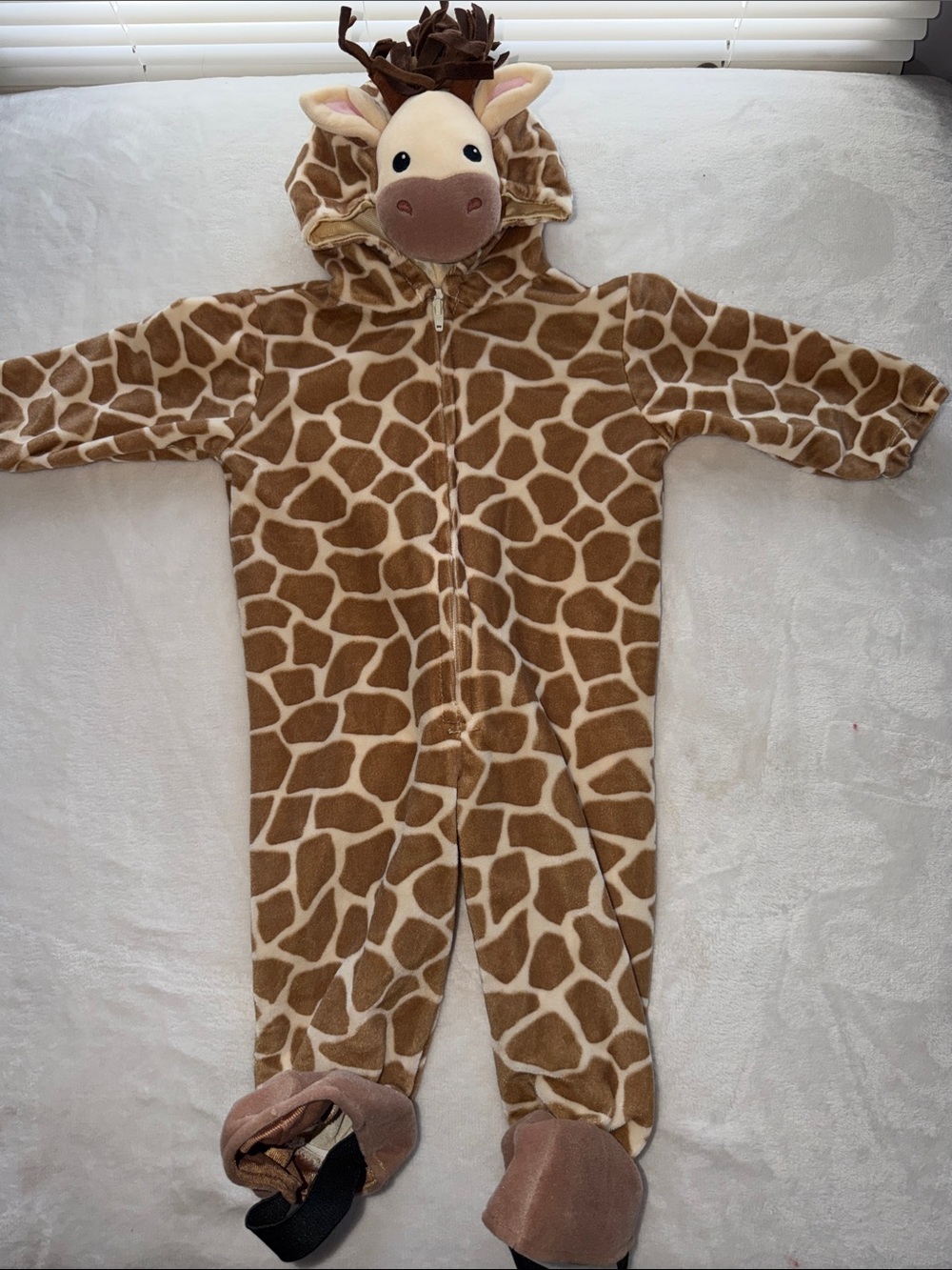 miniwear Giraffe Plush Hooded Footie in Brown and Cream